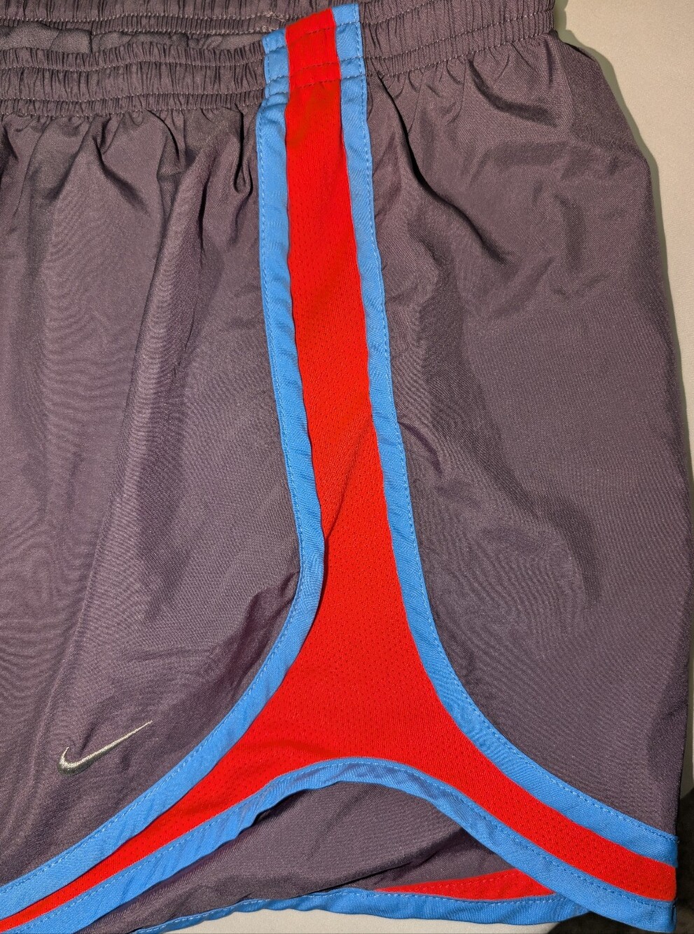 Nike Dri-FIT Tempo Running Shorts Grey Blue Orange XL Excellent Condition - Picture 3 of 4